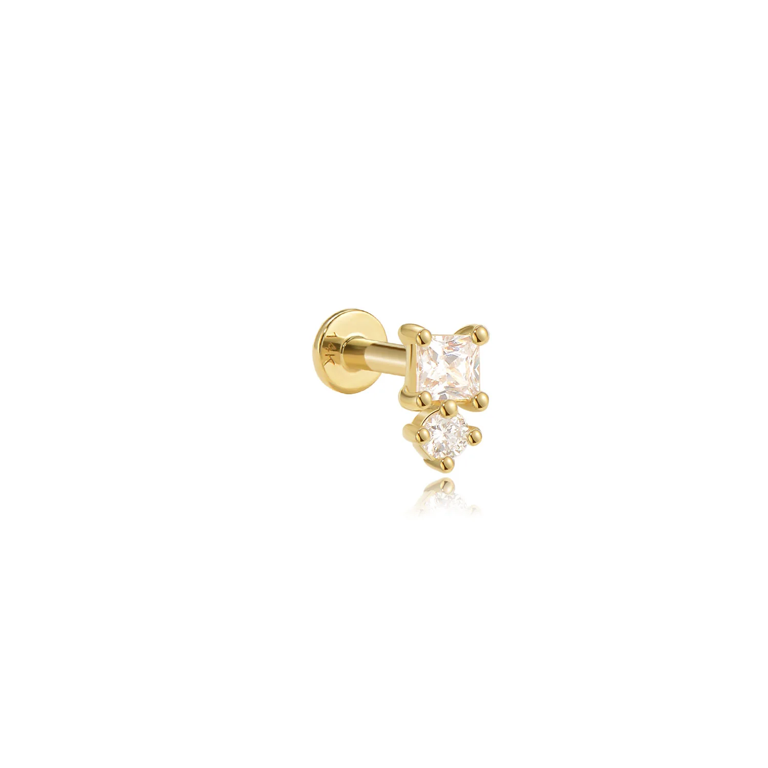 Phoenix Moissanite Stud Earring – 14K Solid Gold Flat Back - Image 2