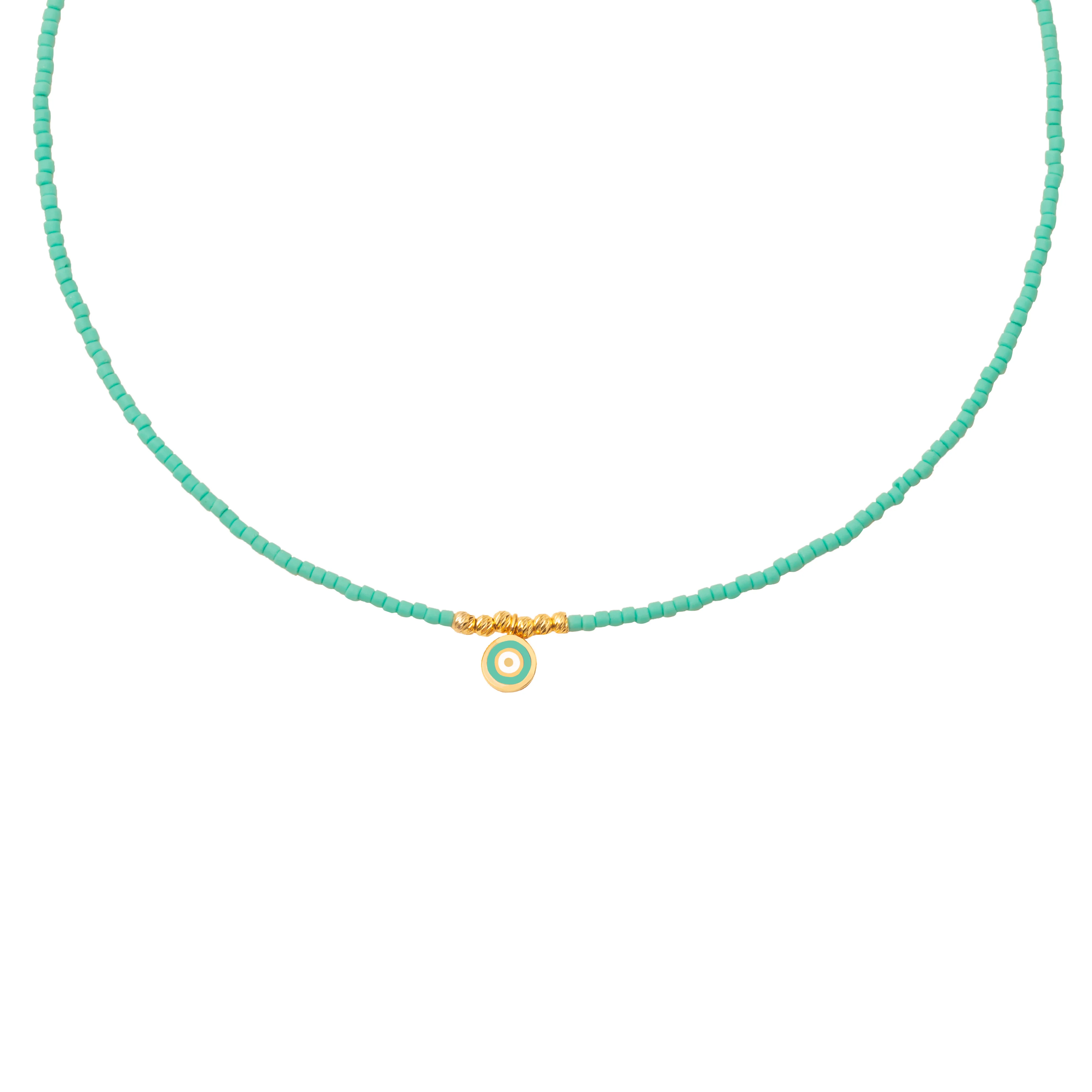 Pilara semi precious stone evil eye necklace