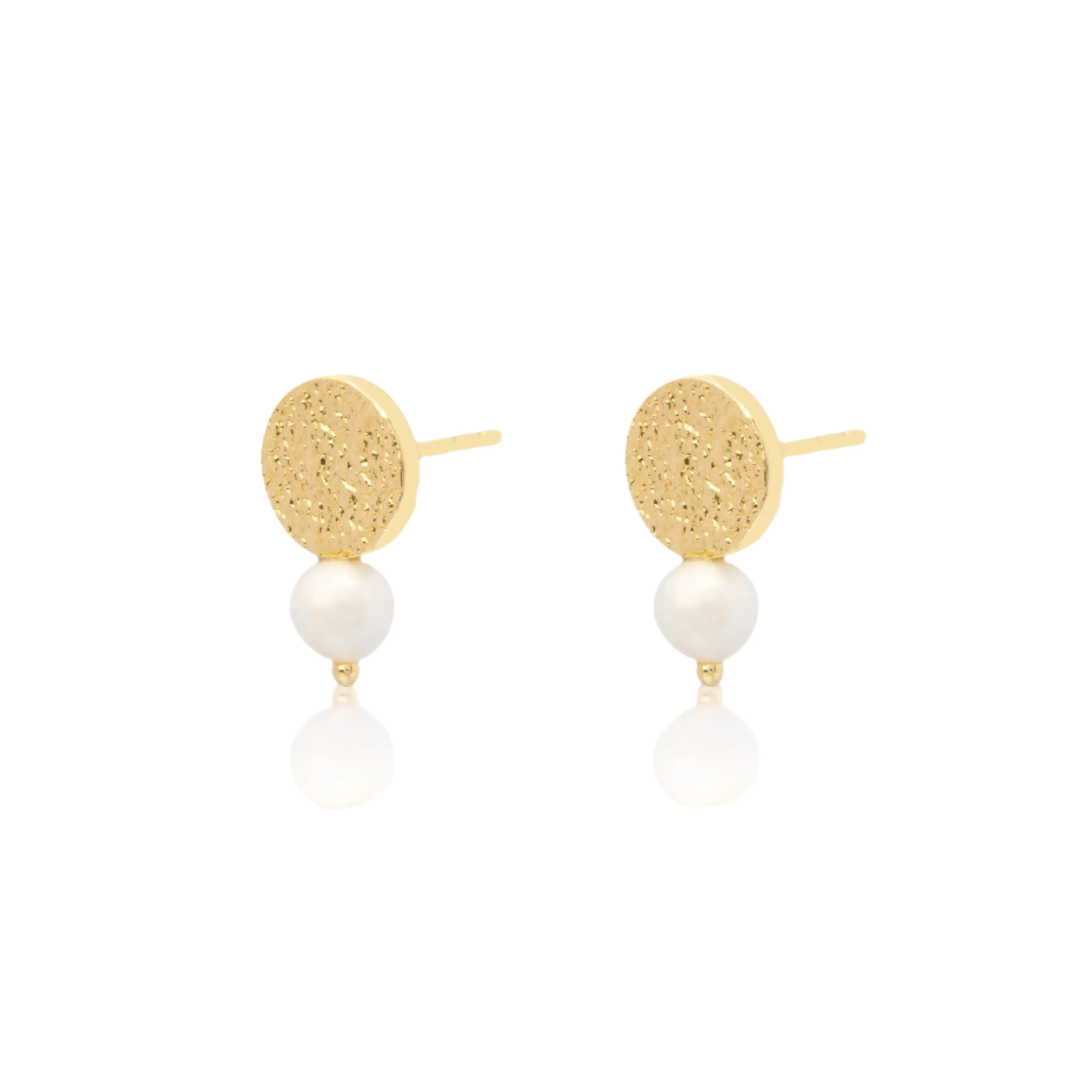 Rhea freshwater pearl gold studs