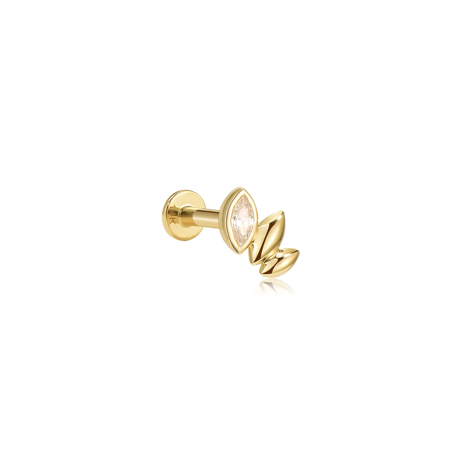 Roux Moissanite Stud Earring – 14K Solid Gold Flat Back - Image 3