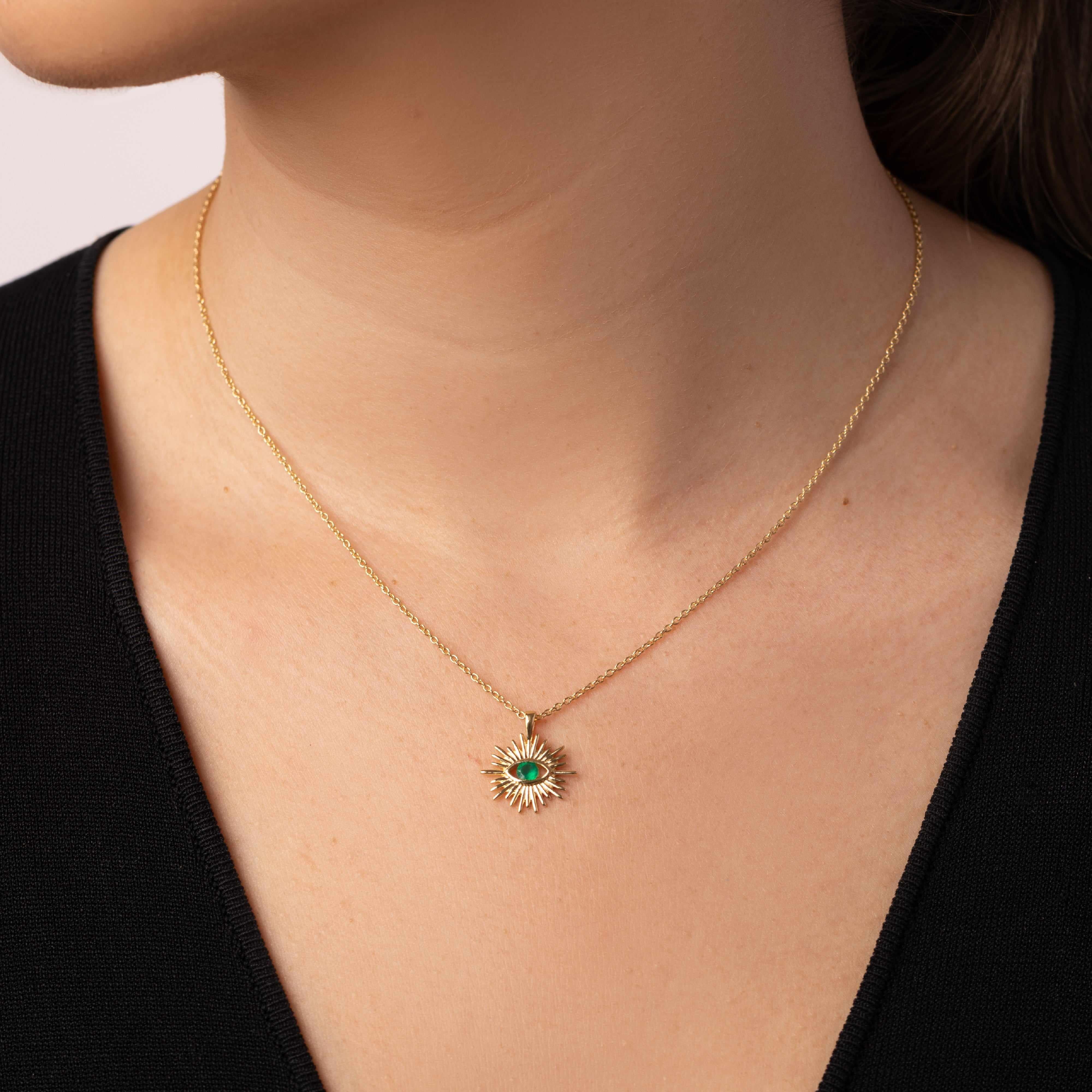 Selina Green Onyx Evil Eye Necklace - Image 2