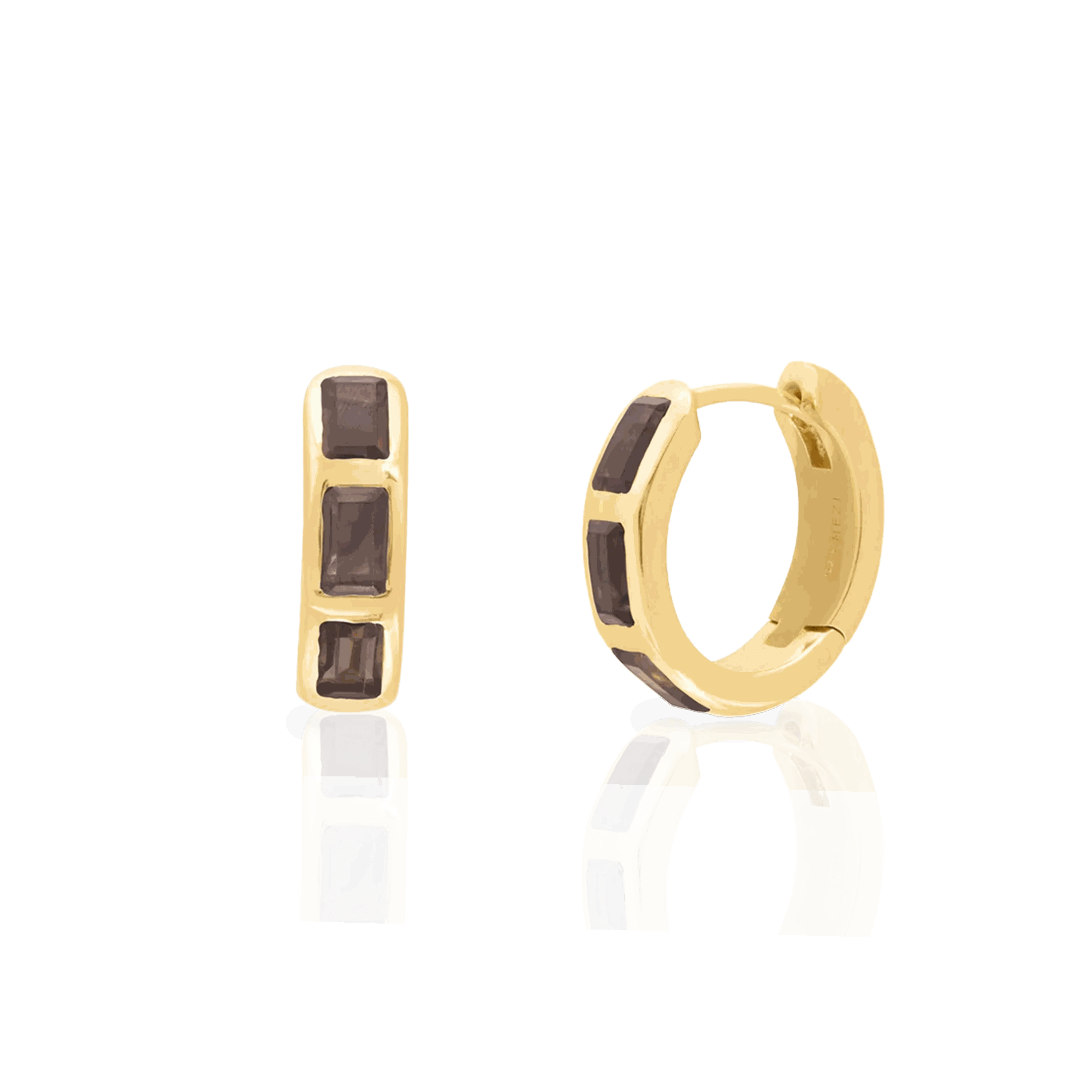 Siena semi-precious hoop earring Sterling silver gold plated - Image 3
