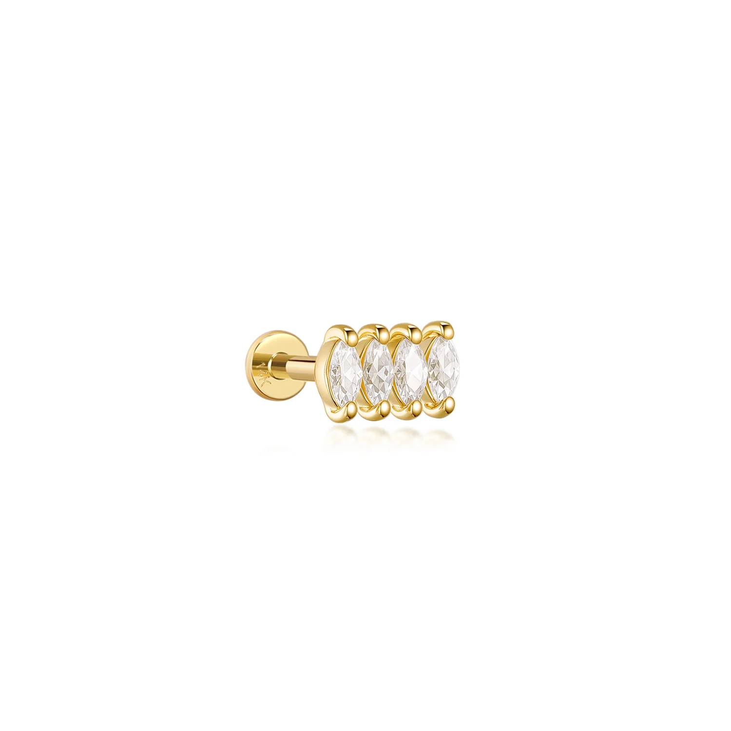 Sintra Moissanite Stud Earring – 14K Solid Gold Flat Back