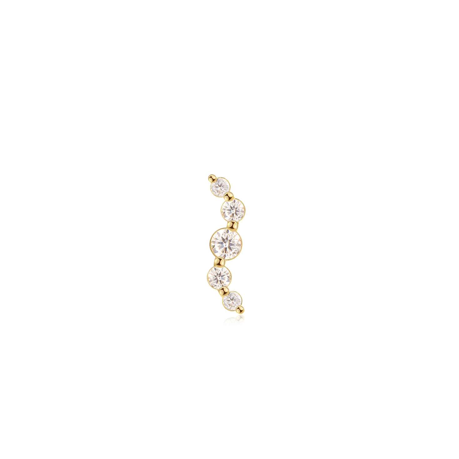 Soho Moissanite Curve Stud Earring – 14K Solid Gold Flat Back