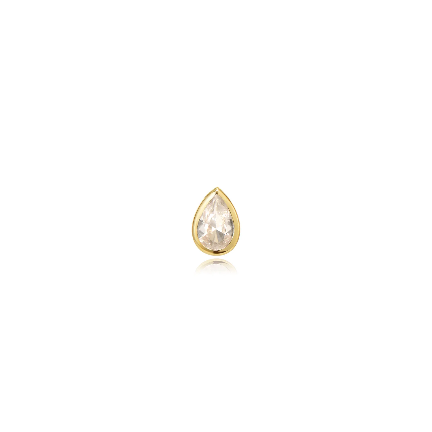 Split Teardrop Moissanite Labret Earring – 14K Solid Gold Flat Back - Image 3