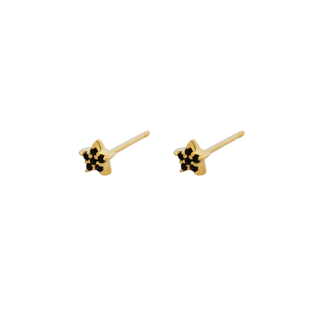 Star mini crystal black gold studs - Image 2