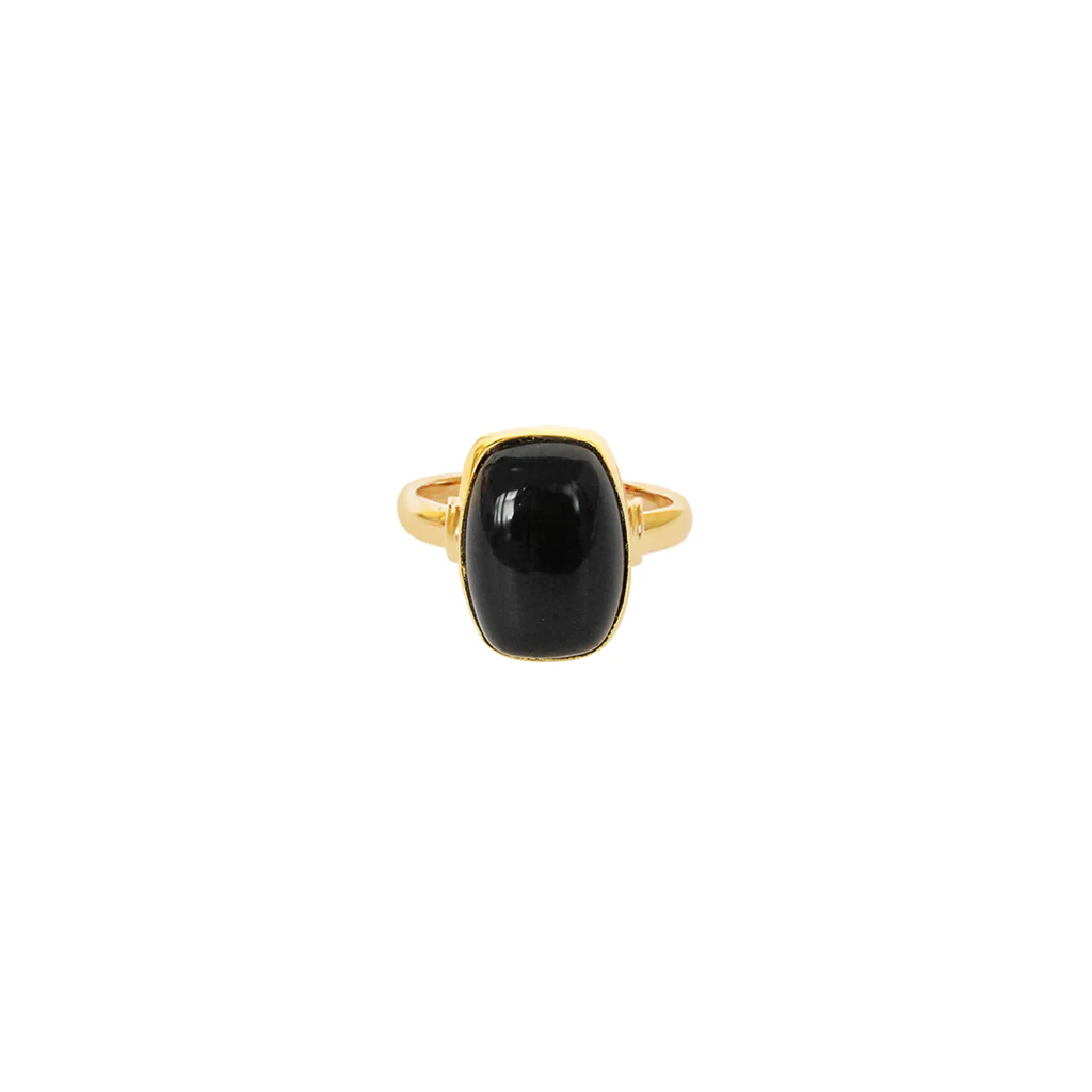 Taziz lapis rectangle gold filled semi-precious ring - Image 4