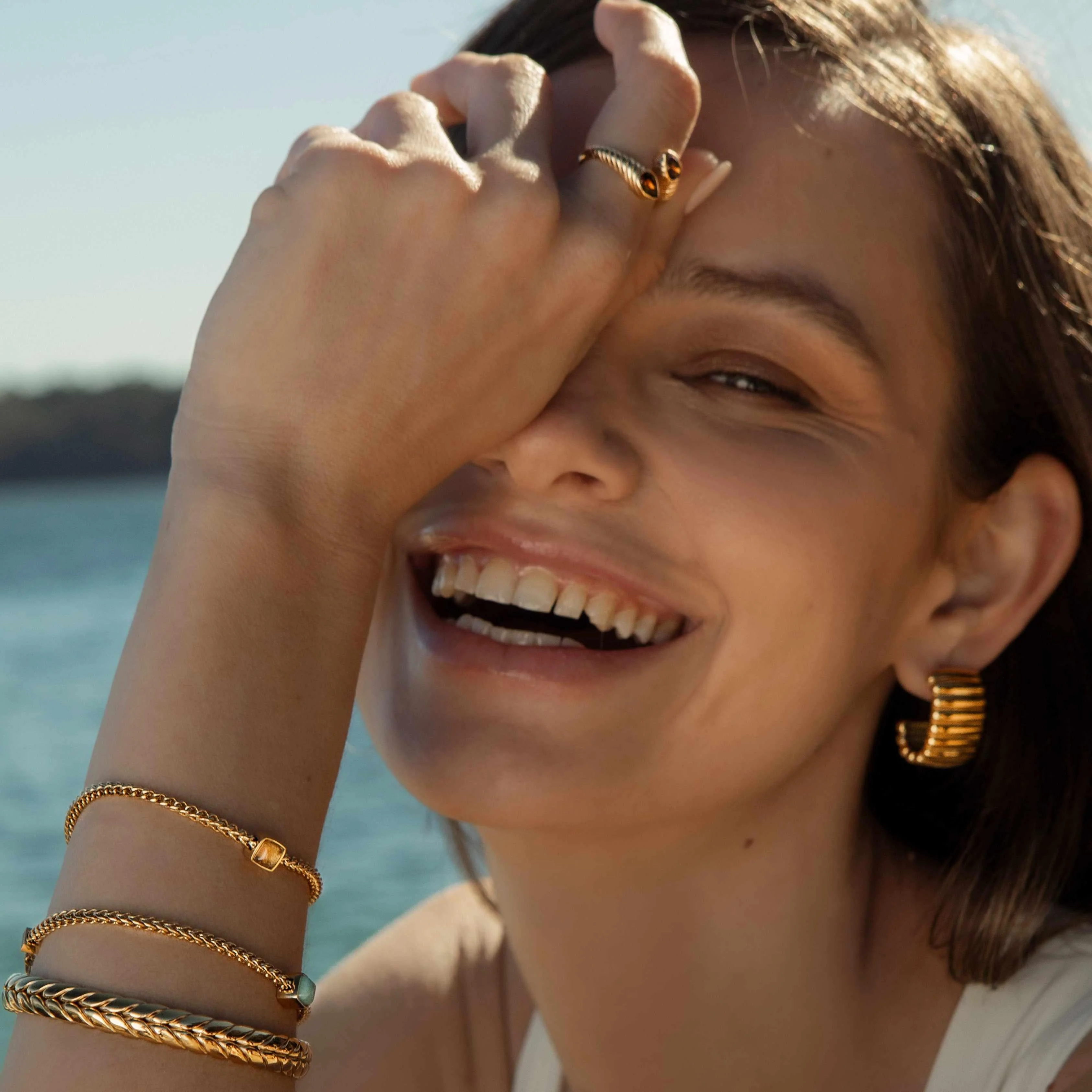 Vista ridge textured hoop earrings - waterproof - Image 2