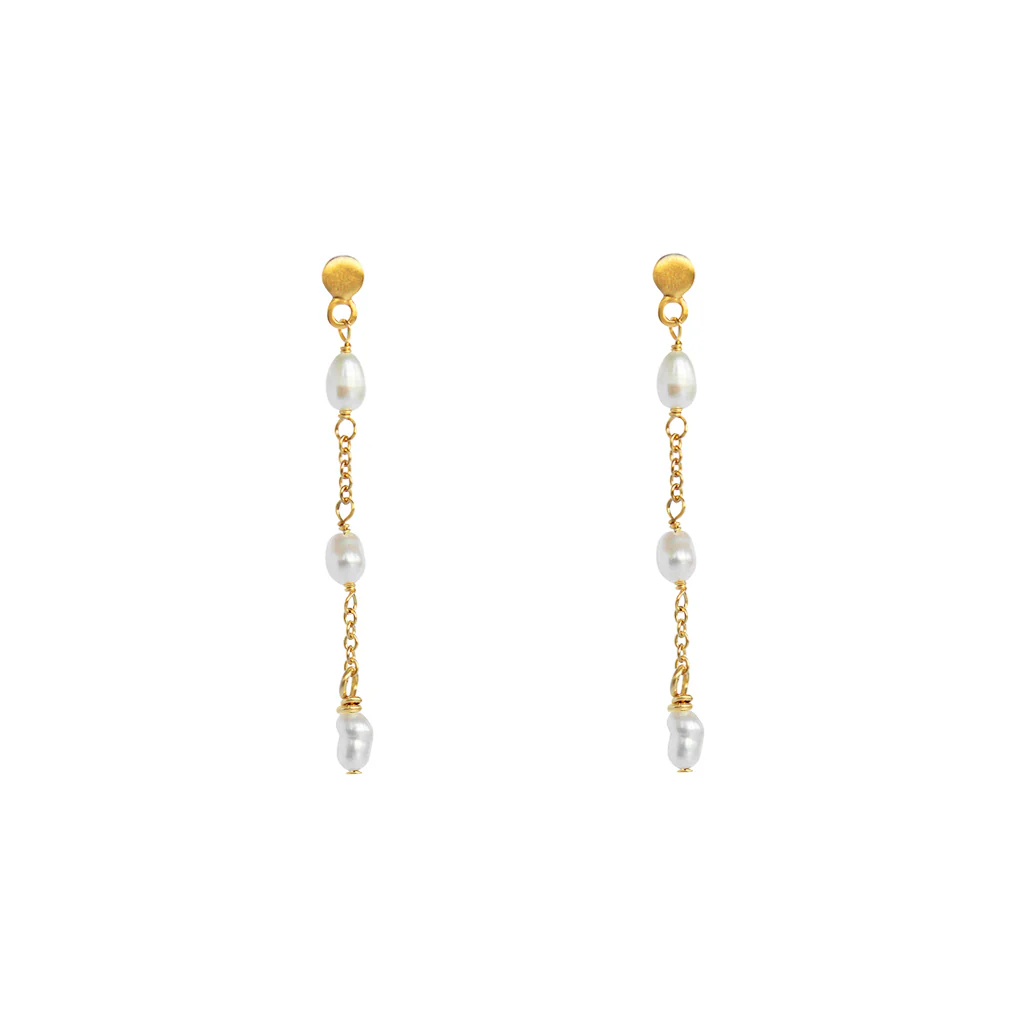 Tinley freshwater pearl gold earrings - Image 2