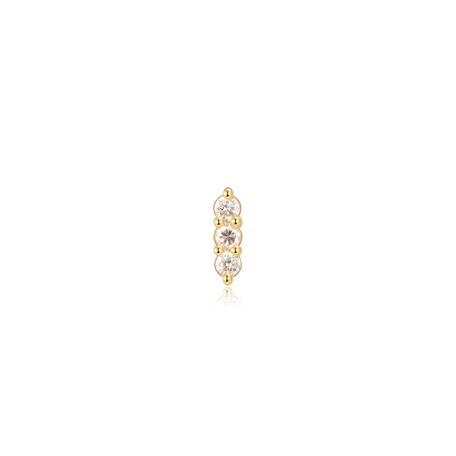 Valencia Moissanite Bar Labret Earring β 14K Solid Gold Flat Back - Image 3