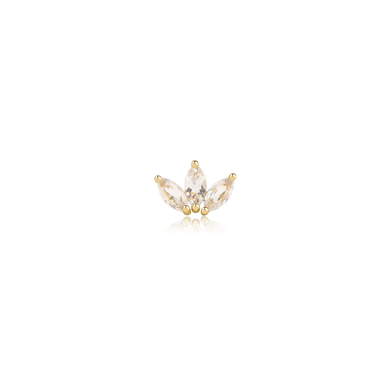 Vigo Moissanite Leaf Labret Earring β 14K Solid Gold Flat Back - Image 3